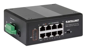 Intellinet Industrial 8-Port PoE Passthrough Gigabit Ethernet Switch - with 1... - Afbeelding 1 van 6