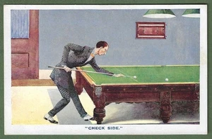 Billiard Expressions Postcard by James Henderson. "Check Side". Published c1917. - Picture 1 of 3