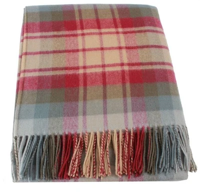 Locharron of Scotland Borders Auld Scotland Tartan Blanket - Beige/Grey/Green - Image 1 of 4