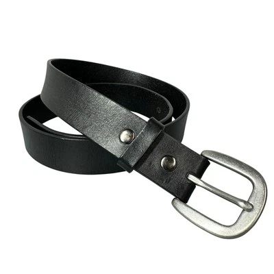 Cinto social Lands End de couro preto ligado meninos jovens tamanho grande 27-30 polegadas - Imagem 1 de 4