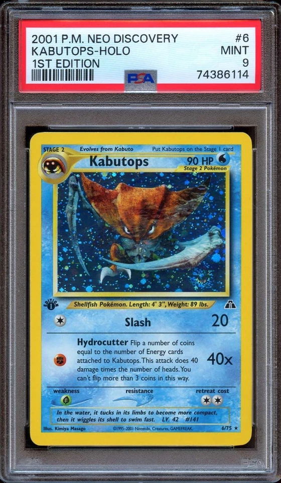 PSA 9 Pokemon Kabutops Holo 1st Edition Neo Discovery MINT - Image 1 of 2