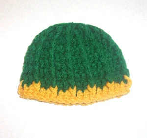 Crochet Green with Gold Trim Ribbed Stocking Cap 16-18" Doll - Picture 1 of 1