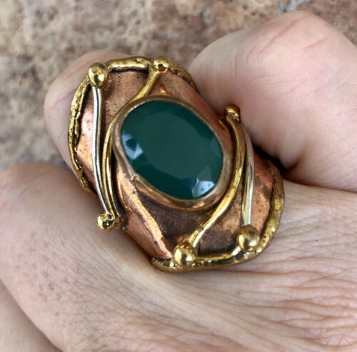 Tara Mesa Green Agate Knuckle Ring, Size 8