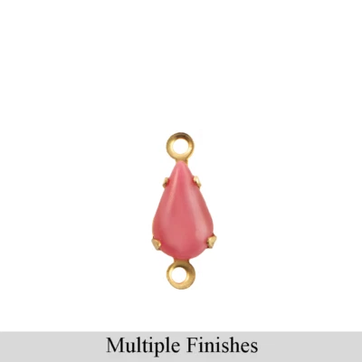 8x4毫米粉色Moonglow玻璃泪珠2环设置 — 第 1/4 张图片