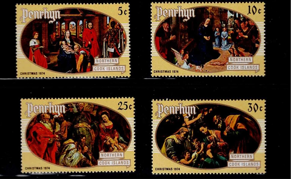 Penrhyn Island Scott #66-69, Singles 1974 Christmas FVF MNH - Image 1 of 1