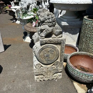 old China stone Carved Granite foo dog Kylin Chi-lin Qilin Gate pier statue - Picture 1 of 10