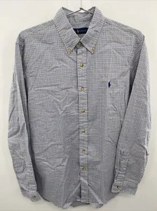 Ralph Lauren Mens Size L 14-16 Mini Check Button Up Long Sleeve Shirt - Picture 1 of 5