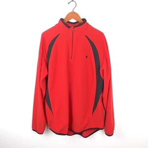 Vintage Champion Mens XL Red Black Casual 1/4 Zip Pullover Fleece Top 90's Y2K - Picture 1 of 9
