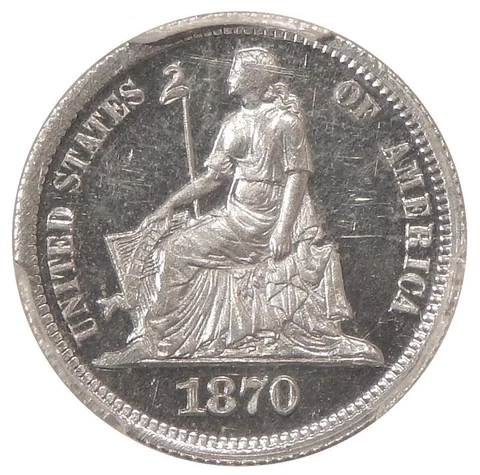 1870 J-835 10c PCGS PR-64 CAMEO ~ LOW POP SEATED LIBERTY DIME PATTERN ~ (GRCON) Cover