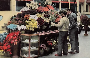 PUESTO DE FLORES ACERA SAN FRANCISCO CA CALIFORNIA POSTAL VINTAGE 091723 S - Imagen 1 de 2