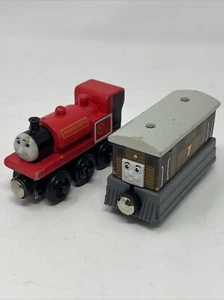 Lot of 2 Thomas & Friends Train Wooden Toby & James w/ Tender - Picture 1 of 10