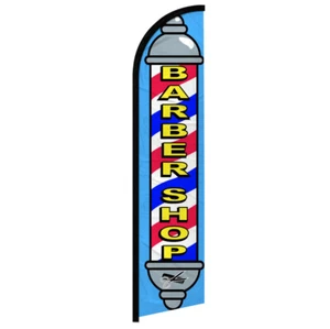 Barber Shop Windless Advertising Swooper Flag Barbershop Pole  - Picture 1 of 2