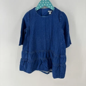COS Kid's Girls Blue Solid Cotton Tiered Chambray Denim Dress Size 2-4Y - Picture 1 of 8