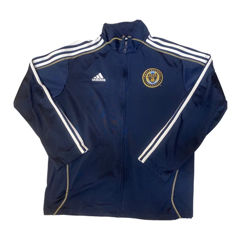Adidas Philadelphia Union MLS Adult M Navy Blue White Full Zip Warm-up Jacket Cover