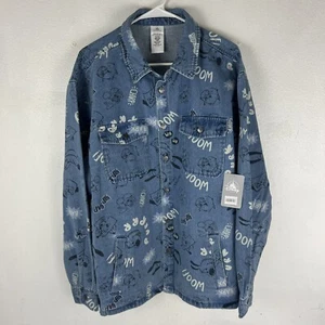Disney Parks Critters Jacket Mens Size Large Blue Denim Shirt Pals Dogs Pluto - Picture 1 of 4