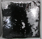 Silver & Black Reversible Sequin Velour Throw Pillow 18" Holiday Decor #8