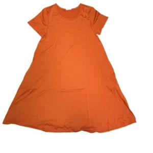 M Womens LuLaRoe Jessie Pocket Dress Solid Pumpkin Orange - Picture 1 of 3