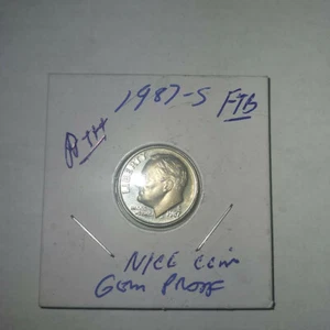 1987 S Roosevelt Dime Dcam Proof FTB, schöne Münze - Bild 1 von 2