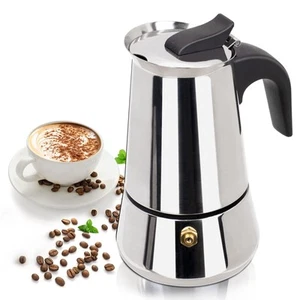 9 Cup 450ml Moka Pot Stainless Steel Espresso Coffee Maker Stovetop Percolato... - Picture 1 of 9
