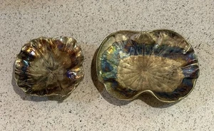 Vintage Virginia Metal Crafters 1948 Lotus & 1951 Ginkgoblatt, schöne Patina - Bild 1 von 13
