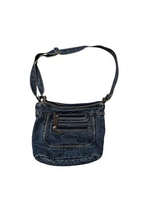 Boho VTG Y2K Denim Crossbody Multipocket Shoulder Bag Purse 8.5"x8.5" Retro Jean - Image 1 of 4
