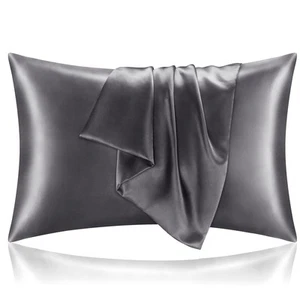 2Pk Satin Pillowcases for Hair & Skin w/ Envelope Closure, 20"x26" Standard Size - Picture 1 of 8