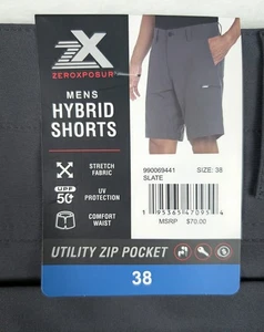 ZeroXposur Hybrid Shorts Herren 38 schwarz Utility Reißverschlusstasche 4-Wege Stretch UPF 50+ - Bild 1 von 10