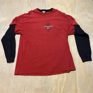 Vintage Anchor Blue Y2K Mens XL Red / Black Long Sleeve Layered T-Shirt - Picture 1 of 9