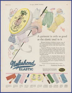Vintage 1925 NUFASHOND Lisle elastischer Rand-Borte Nähen Ephemera 20er Druck Anzeige - Bild 1 von 1