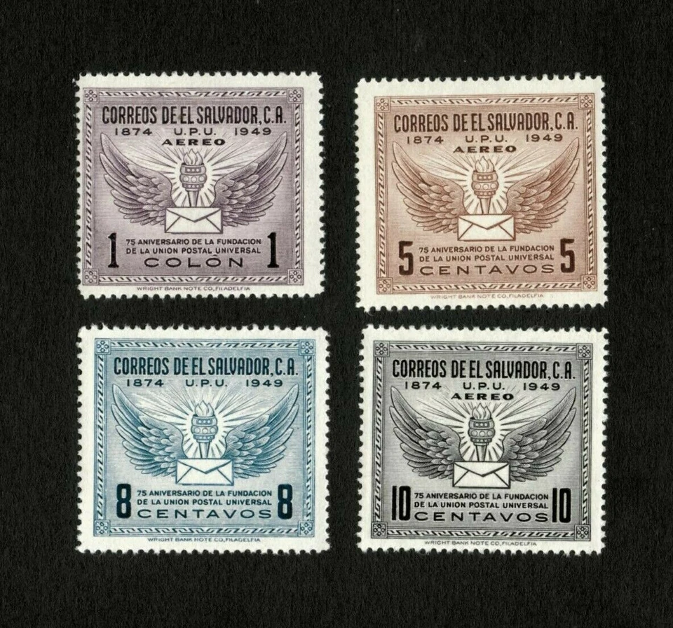 El Salvador 1949 - Scott# 613, C122-4 - UPU 75th Anniv. - Set of 4 Stamps  - MNH - Image 1 of 1