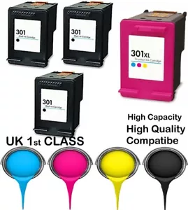 4 cartucce inchiostro compatibili per 301 Envy 4500 4502 4504 4505 4507 - Foto 1 di 1