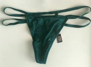 Victorias Secret Green Weave Back V-String Thong Panties XS Silky Dual Straps - Picture 1 of 13