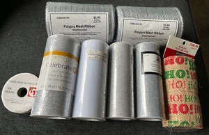 Lot of Assorted Mesh Ribbon, Glitter Tulle, Christmas Burlap, Matte Tulle Rolls - Picture 1 of 7