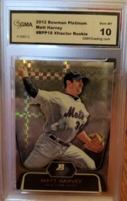 2012 年 Bowman Platinum Matt Harvey Xfractor GMA 10 纽约 METS 巴尔蒂莫金莺 — 第 1/2 张图片