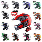 Kids Youth Motocross MX BMX Bike Spider Star Helmet & Goggles & Gloves Bundle