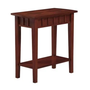 Convenience Concepts End Table 24"x12"x24" Mahogany Gray Rectangle Wood w/Shelf - Picture 1 of 5