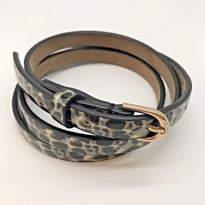 Ann Taylor Skinny Patent Leather Animal Print Belt Women's Small Black/Gray - Image 1 of 4