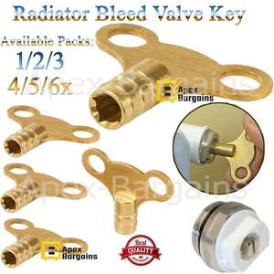 Radiator Plumbing Bleed Bleeding Key Keys Solid Brass For Venting Air Valve 1/6x - Picture 1 of 16