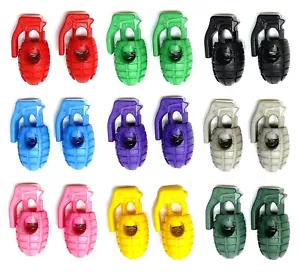 GRENADE SNEAKERS SHOE LACE LOCKS SET LOGO SPRING STOPPER 2 PIECES PAIR STRING - Picture 1 of 15