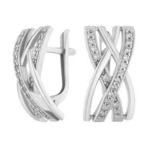 Ohrringe Creolen 925 Silber Zirkon Damenschmuck Echtschmuck - Picture 1 of 3