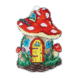 Gezähltes Kreuzstich-Set auf Plastik Pilzhaus Zum Selbermachen unbedruckte Leinwand - Bild 1 von 2