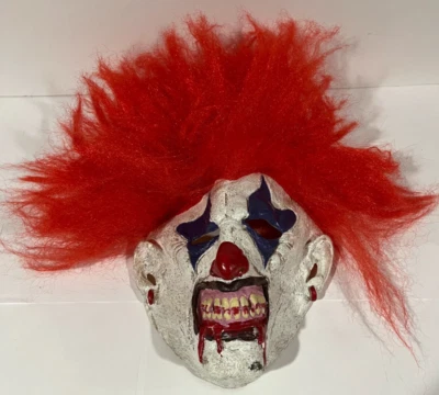 Máscara de payaso de Halloween látex espeluznante pelo rojo malvado disfraz de miedo Foto 1 de 4