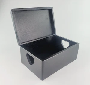 Wooden Box With Handles, Hand Painted in Black Colour - Picture 1 of 6