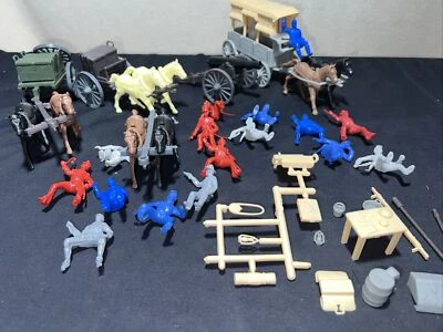 LOTE DE SOLDADOS DE JUGUETE DE PLÁSTICO CABALLO CARRO REBELDES FORTALEZA GUERRA CIVIL CTS de colección Foto 1 de 4