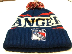AMERIKANISCHE NADEL. NEW YORK RANGERS NHL. Strickmanschette Beanie Mütze rot, weiß blau Neu mit Etikett - Bild 1 von 7