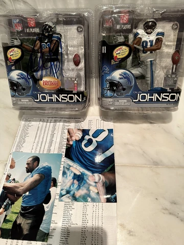 2012 McFarlane 1 of 7 debut Calvin Johnson WHITE Jersey & BLACK Variant AUTO/pic Cover