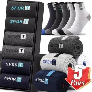 Bamboo Fiber Autumn Winter Men Sports Cotton Socks Soft Breathable Sweat 5pairs - Picture 1 of 30