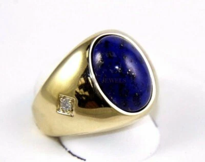 Natural Lapis Lazuli Gemstone with Gold Plated 925 Sterling Silver Ring #1021 — 第 1/4 张图片