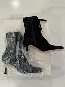 Botas Isaac Mizrahi de gamuza pimienta negras con cordones de tacón alto talla 6,5 - Imagen 1 de 5