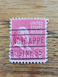 US Stamp John Adams 2c Used Red "Hire the Handicapped" - Picture 1 of 2